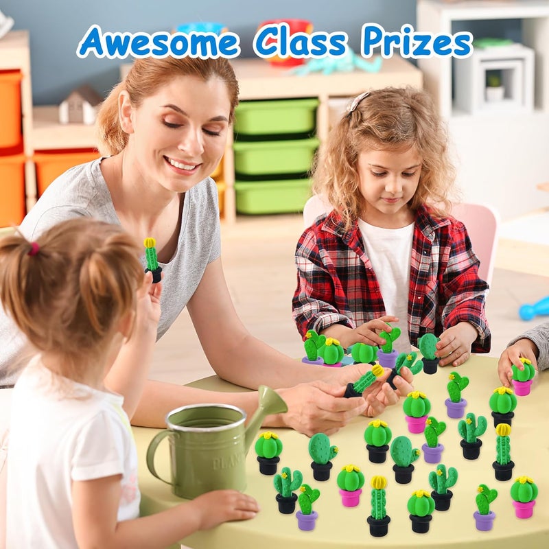 Satomoto 30 pcs Plant Erasers for Kids Classroom Prizes，Puzzle Eraser 3D Take Apart Cactus Pencil Erasers for Kids Classroom Prizes, Class Treasure Box,Game Rewards,Party Favors - Image 4
